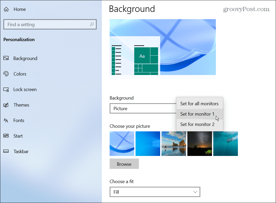 izberite ozadje monitor Windows 10