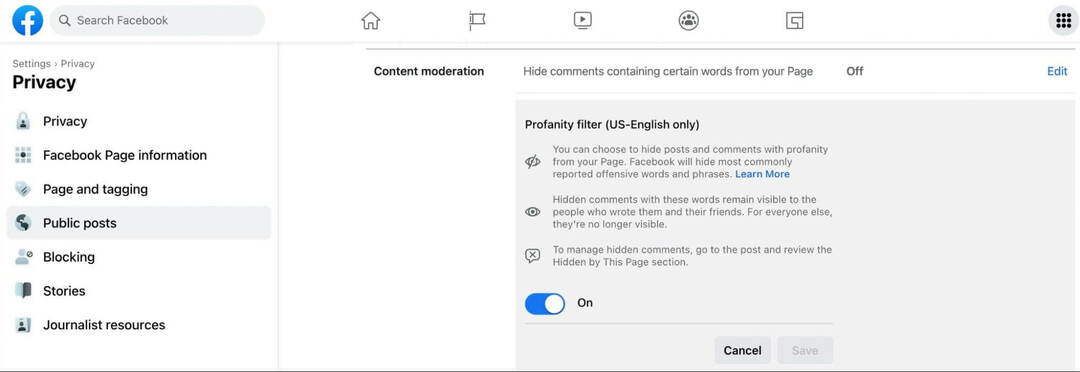 kako-moderirati-pogovore-na-facebook-strani-komentarje-za-ključne-besede-javne-objave-profanity-filter-content-moderation-step-10