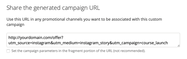 Kako v URL dodati parametre UTM, 2. korak.