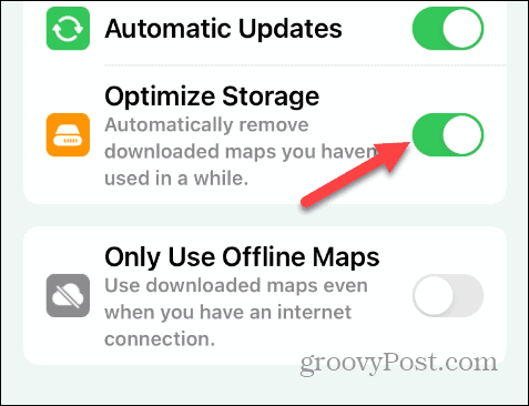 optimizirajte shranjevanje zemljevidov brez povezave