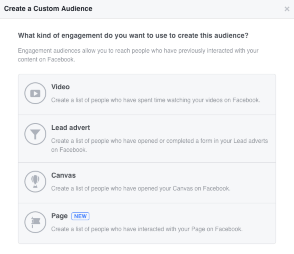 Facebook vam omogoča ustvarjanje štirih ciljnih skupin po meri.