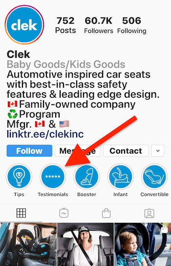 Instagram Stories izpostavlja album za pričevanja na poslovnem profilu Clek