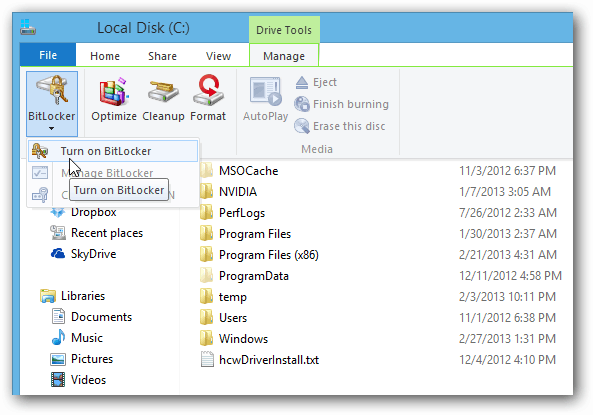 Trak za raziskovanje datotek BitLocker