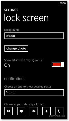 Windows Phone 8 prilagodite možnosti zaklenjenega zaslona