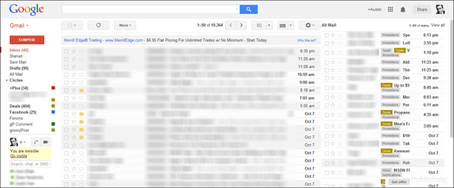 predogled posnetka gmaila z vso pošto v 2. podoknu na desni