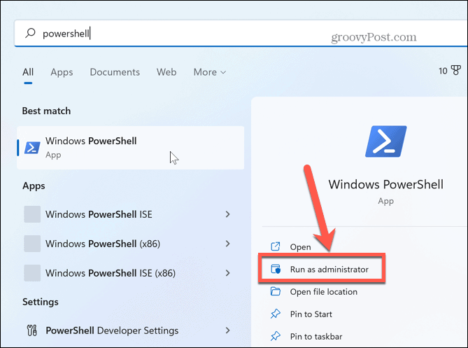 Windows 11 zaženite PowerShell kot skrbnik