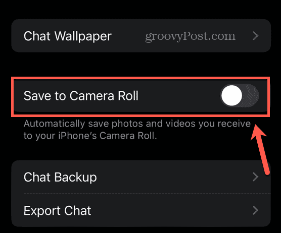 WhatsApp Save to Camera roll off
