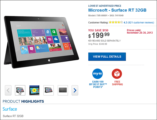 Best Buy Black Friday Deal: Microsoft Surface RT 32GB 199 USD