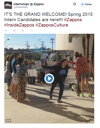 zappos internship dobrodošli video tweet