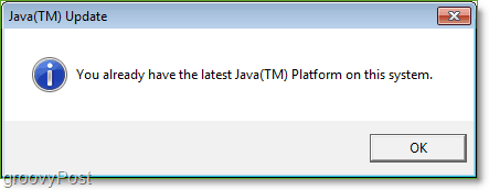 Posnetek zaslona: Windows 7 Java Update Preverite popoln Jucheck.exe