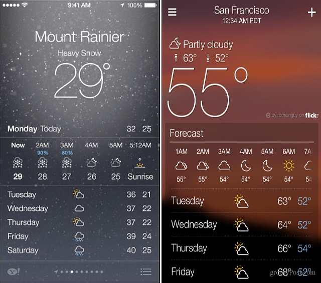 Yahoo in iOS 7 Weather Apps