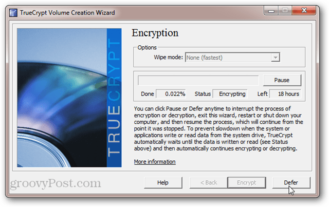 Kako dolgo traja šifriranje diskovnega sistema TrueCrypt?