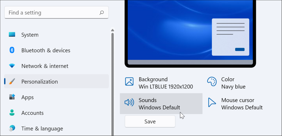 nastavitve upravljajo sistemske zvoke v sistemu Windows 11