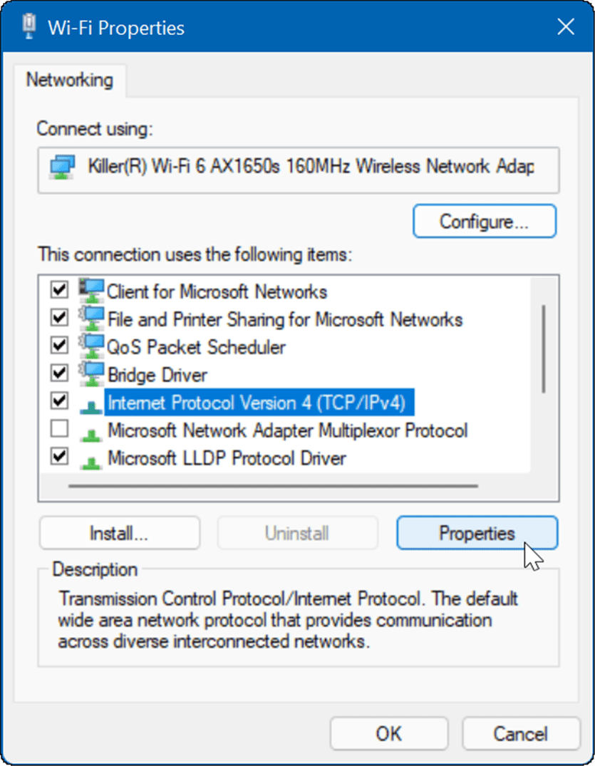 Lastnosti wi-fi popravljajo počasen internet v sistemu Windows 11