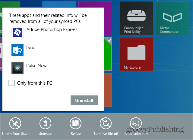 Windows 8.1 olajša odstranitev več aplikacij hkrati