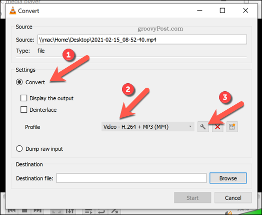Nastavitev nastavitev pretvorbe v VLC v sistemu Windows