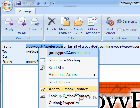 Dodaj v stike Outlook 2007