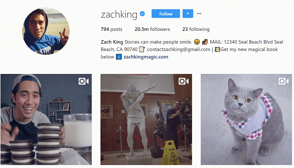 Čeprav je prvotno uporabljal Instagram, da je objavil svoje trte, je Zach kmalu začel ustvarjati izvirne vsebine v Instagramu.