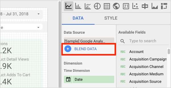 Na zavihku Data na desni kliknite Blend Data.