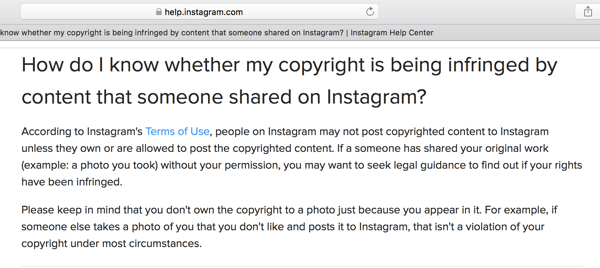 Center za pomoč za Instagram opisuje nekaj smernic o avtorskih pravicah.