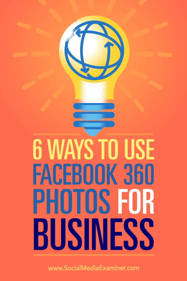 Nasveti o šestih načinih uporabe fotografij Facebook 360 za promocijo vašega podjetja.