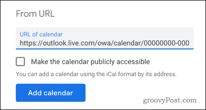 Dodajanje Outlookovega koledarja v Google Koledar po URL-ju