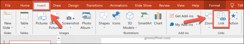 Vstavljanje povezave v PowerPoint