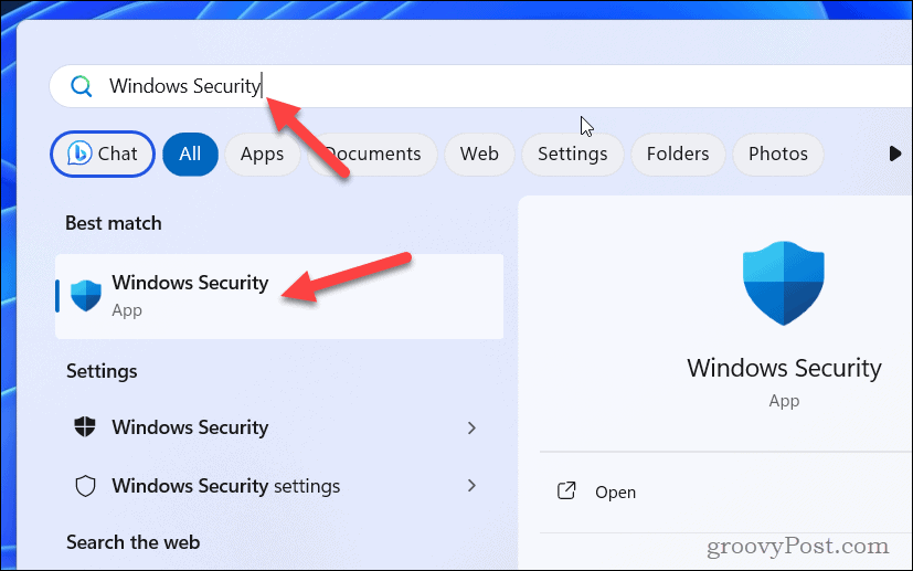 Odprite Varnost sistema Windows