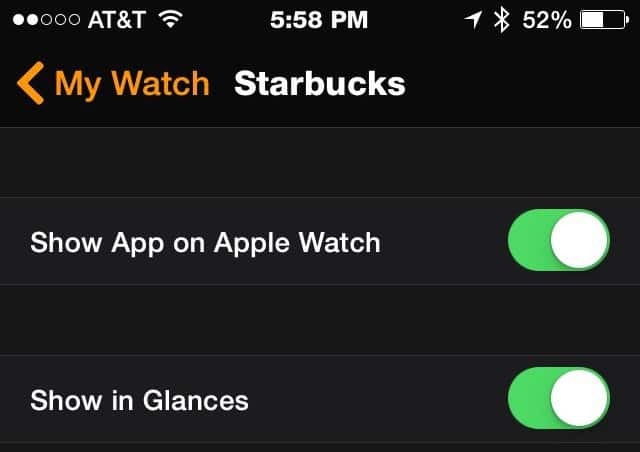 Aplikacija Starbucks - Apple Watch