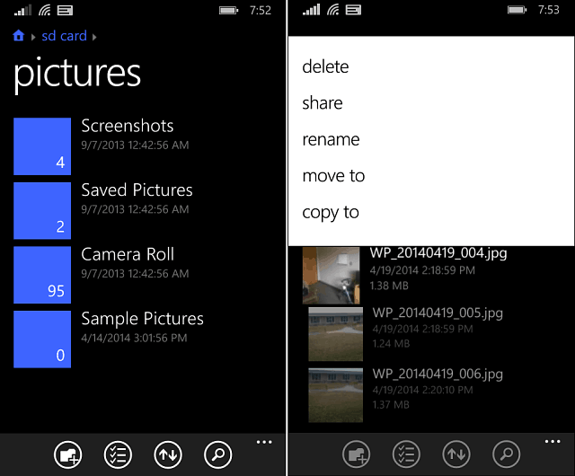 Aplikacija Datoteke Windows Phone 8-1