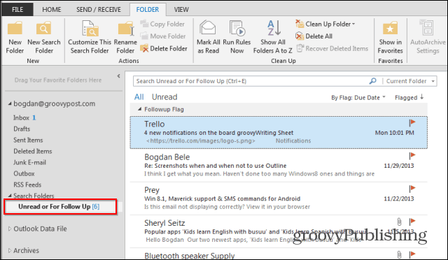 Outlook 2013: Kako z uporabo map v iskalnem omrežju hitro najti e-pošto!