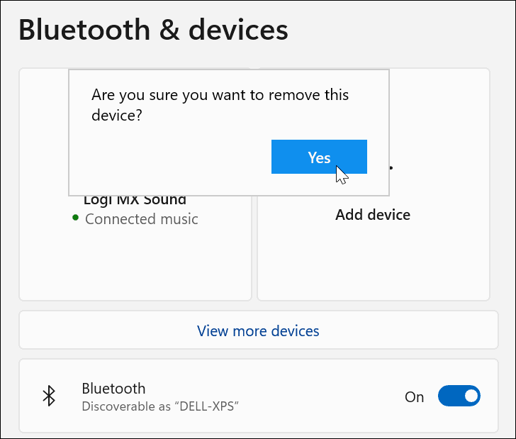Preverite odstranitev naprave Bluetooth