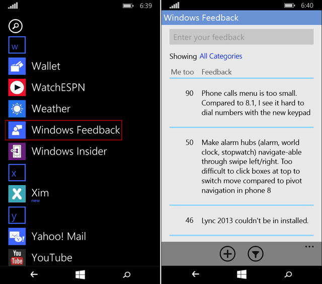 Pošljite povratne informacije v sistemu Windows 10 za telefone na preprost način
