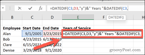 excel datedif leta začetni datum