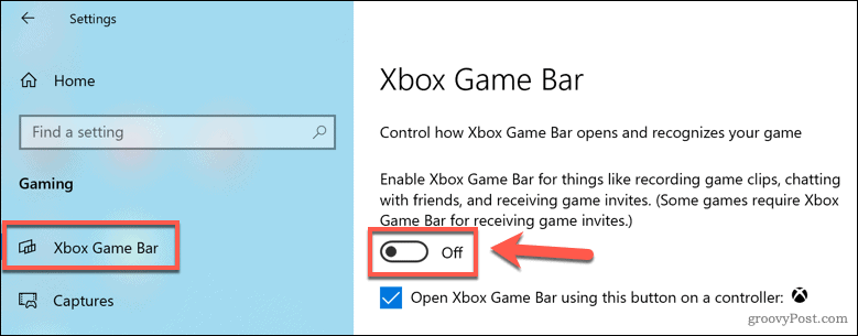 Onemogočanje igralne vrstice Xbox v sistemu Windows 10
