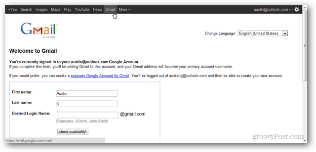 Kako ustvariti Google Račun brez uporabe Gmaila