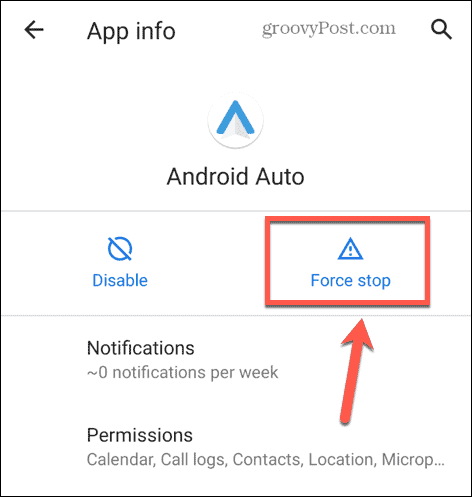 android auto force stop
