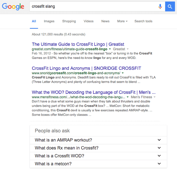 google crossfit iskanje slengov