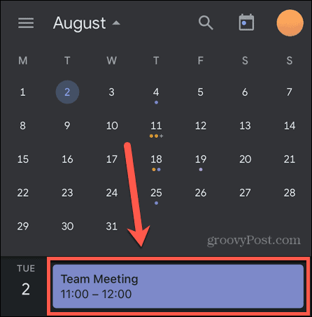 mobilni koledar dogodkov v Googlu