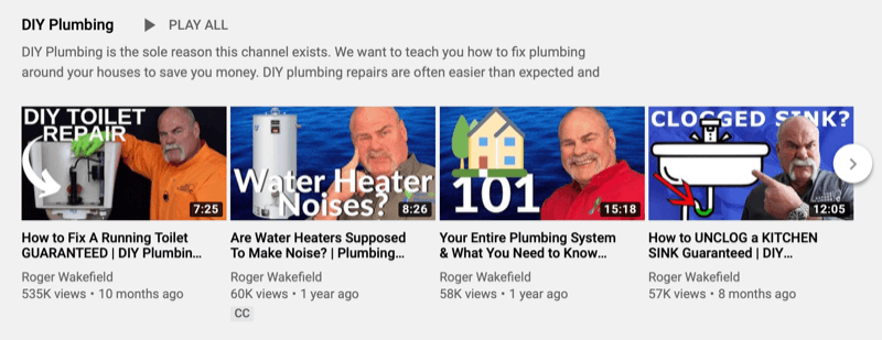Roger Wakfield YouTube seznam predvajanja za DIY vodovod