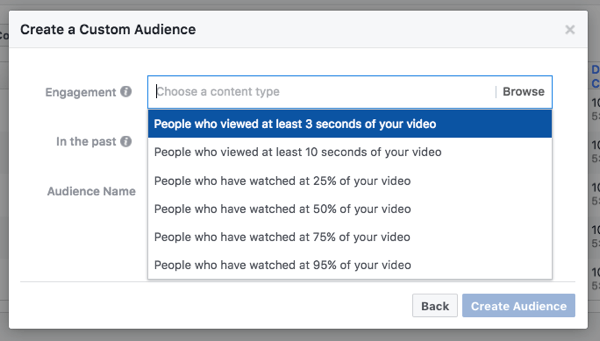 Ciljajte na ljudi glede na to, koliko vašega videoposnetka so si ogledali.