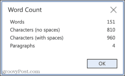 Število besed v programu Microsoft Word za splet