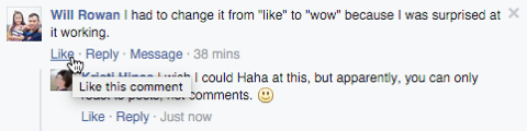 komentar na facebooku brez reakcij
