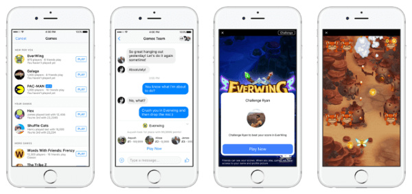 Facebook je na Messengerju in Facebookovem News News za mobilne naprave in splet uvedel Instant Games, novo izkušnjo igranja iger na več platformah HTML5.
