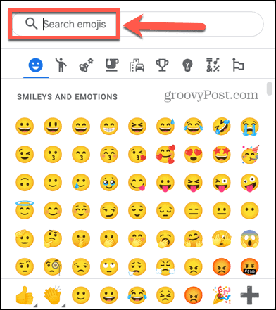 iščite emojije v google dokumentih