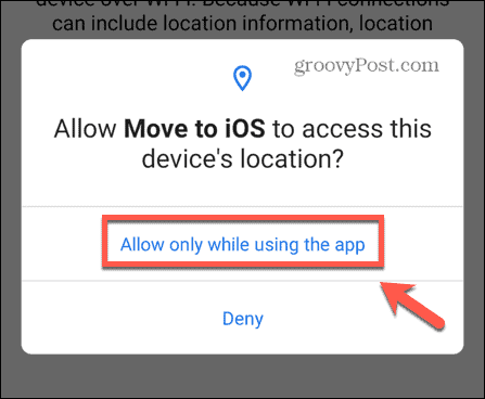 premakni se v aplikacijo ios dovoli lokacijo naprave