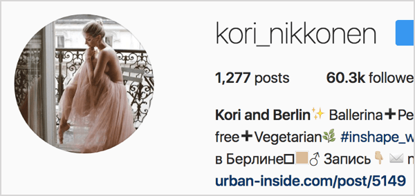 Instagram profilna fotografija balerine