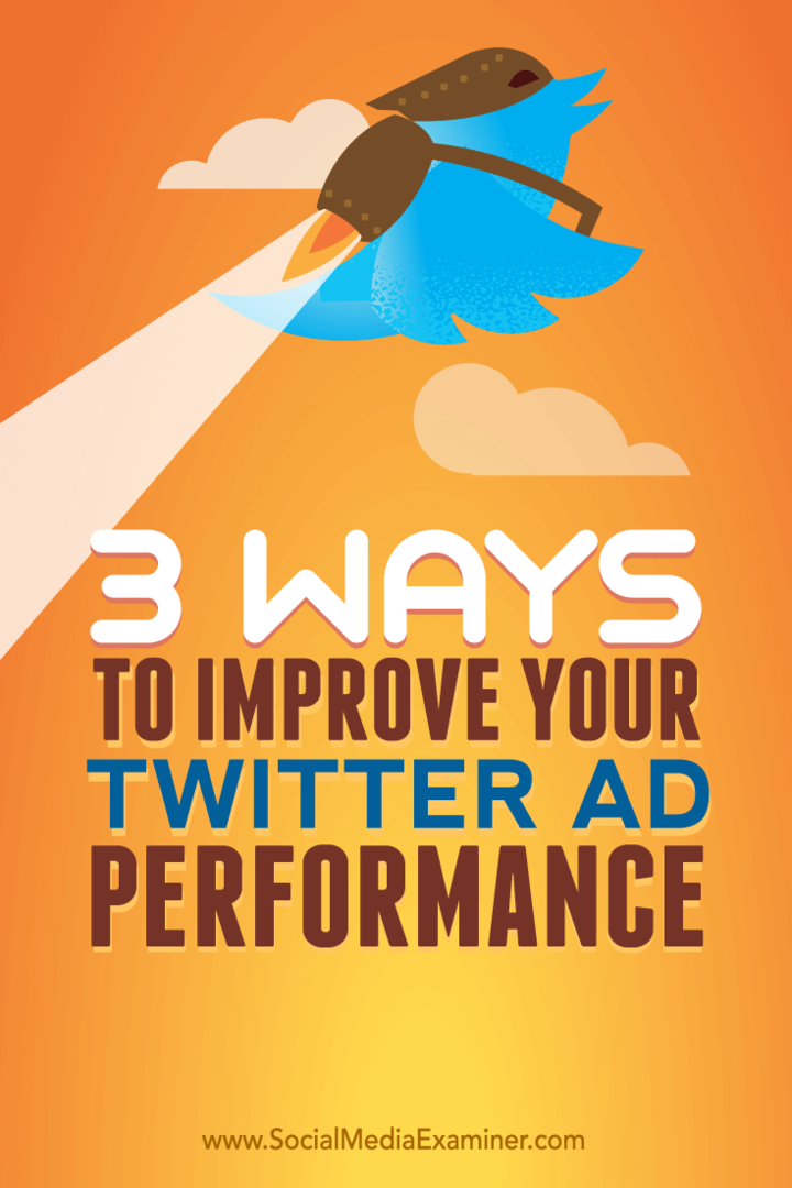 Nasveti o treh načinih za izboljšanje uspešnosti oglasov na Twitterju.