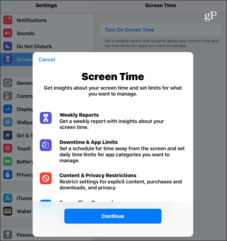 Omogoči čas zaslona iOS 12