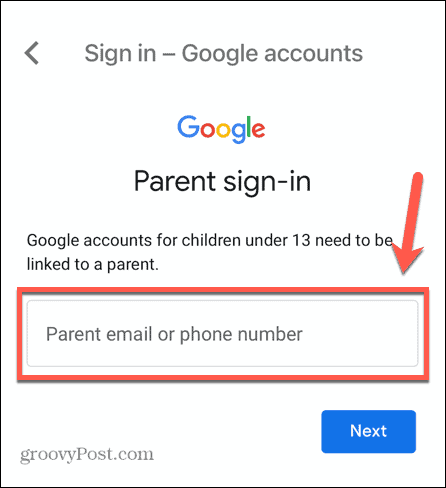 e-poštni naslov otroškega računa gmail